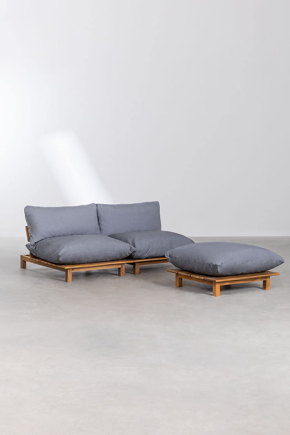 Sklum Brina 2 Pezzi con Pouf Divano in acacia