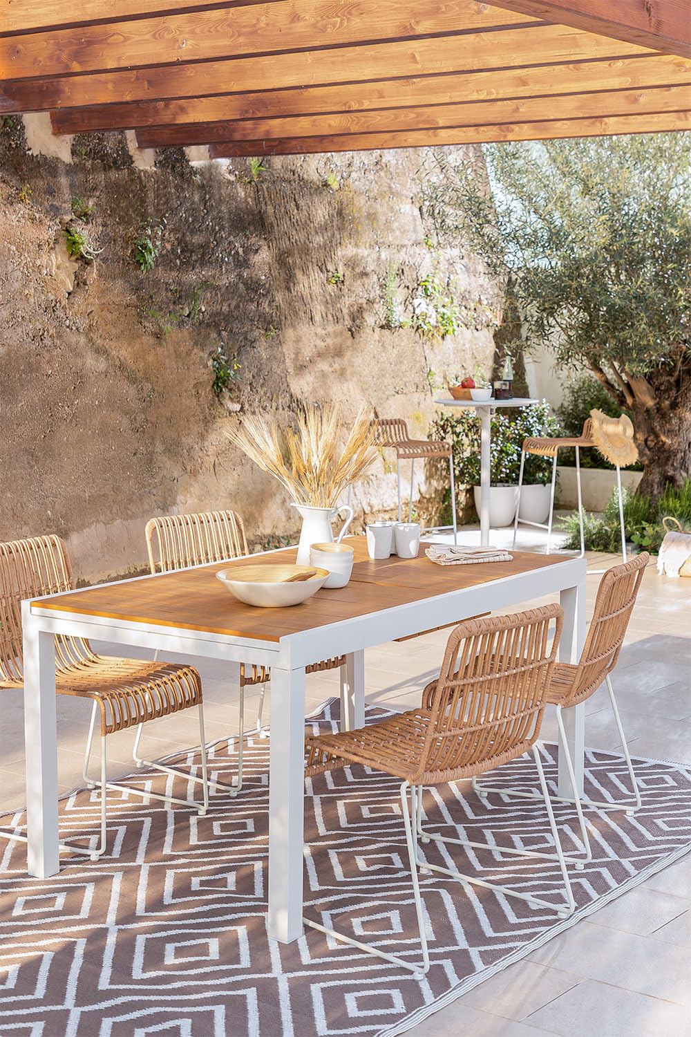 Sklum Aroa sedia da giardino rattan impilabile naturale