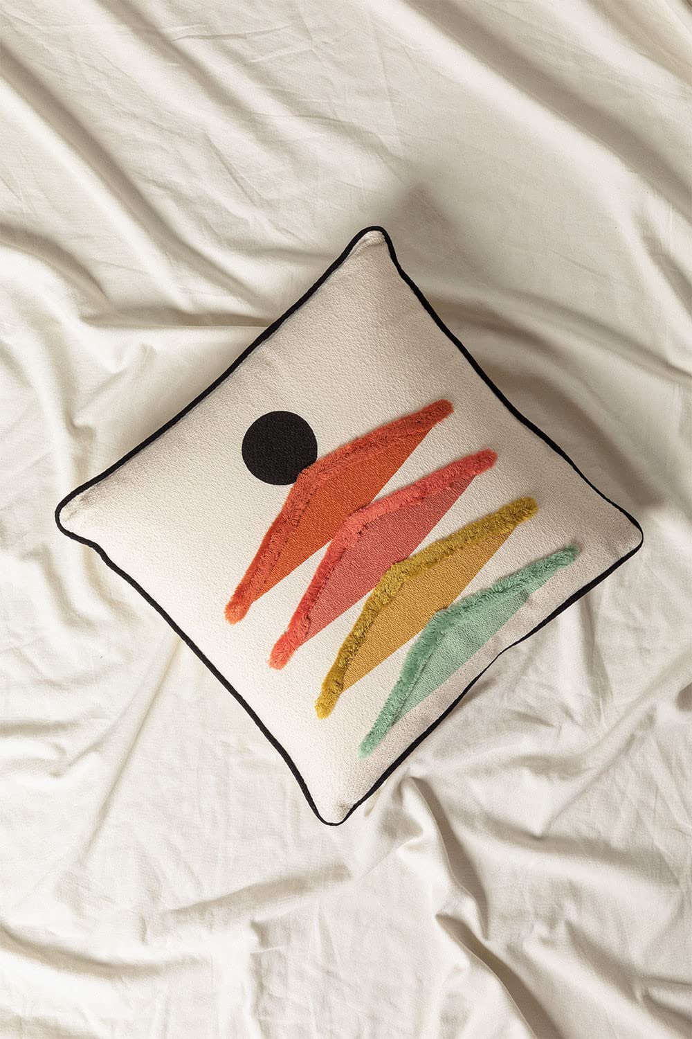 Sklum Falbus Cuscino 45x45 Multicolore in Cotone Ricamato