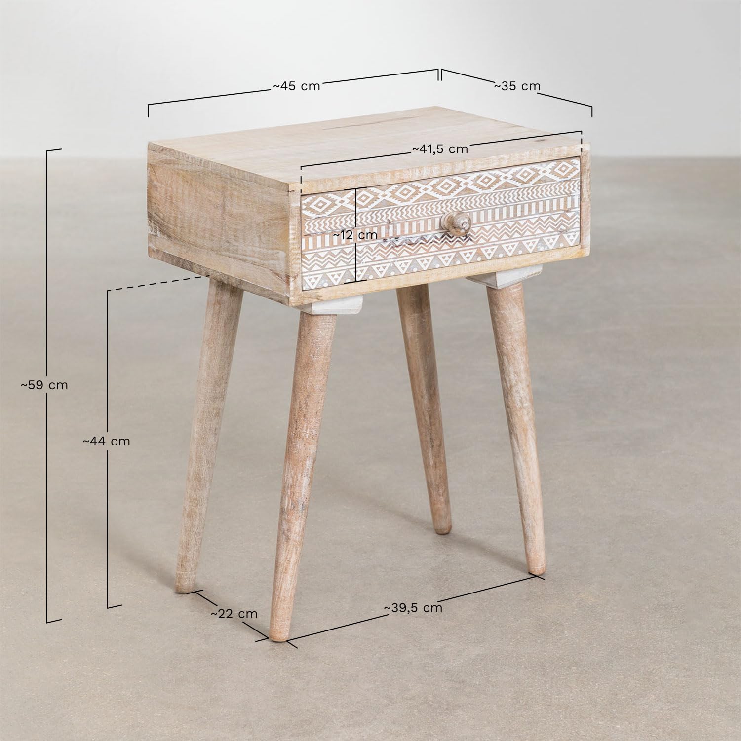 Sklum Ukurla comodino legno mango con cassetto