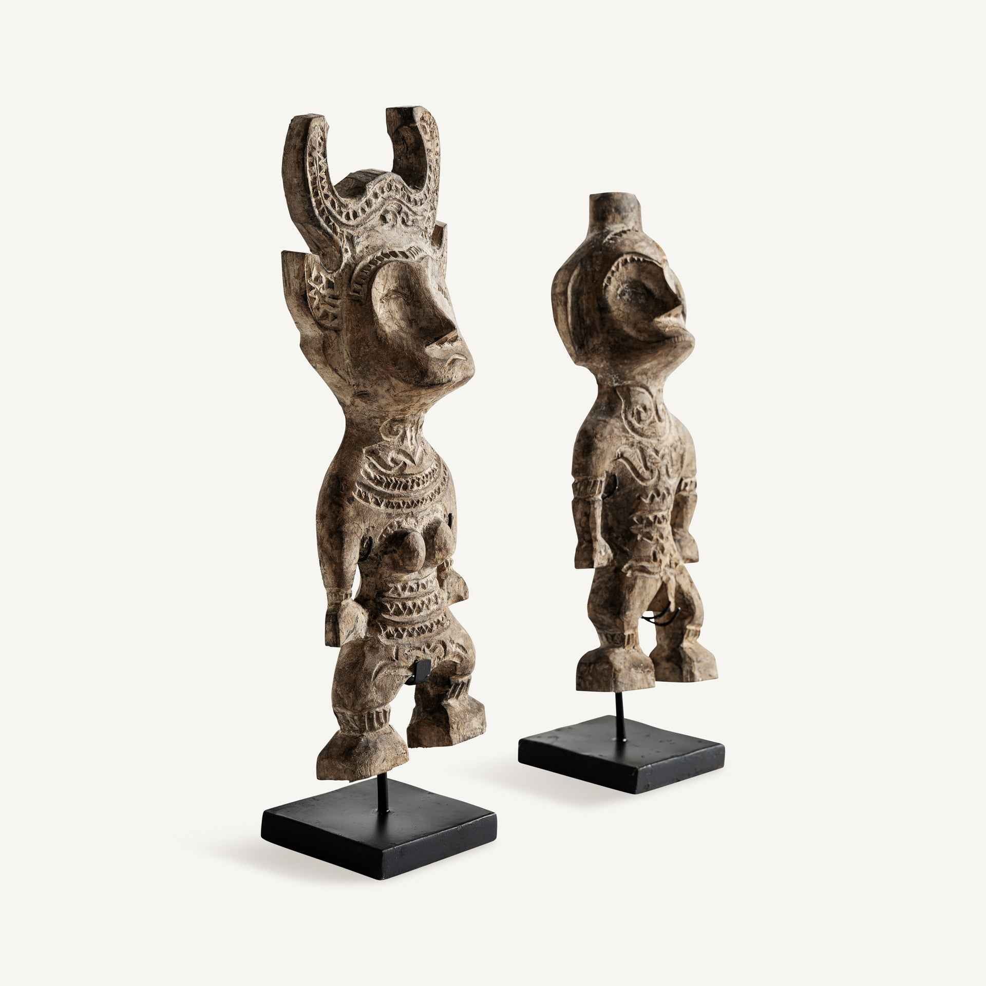 Bambua Tum set 2 statuette legno mango e ferro