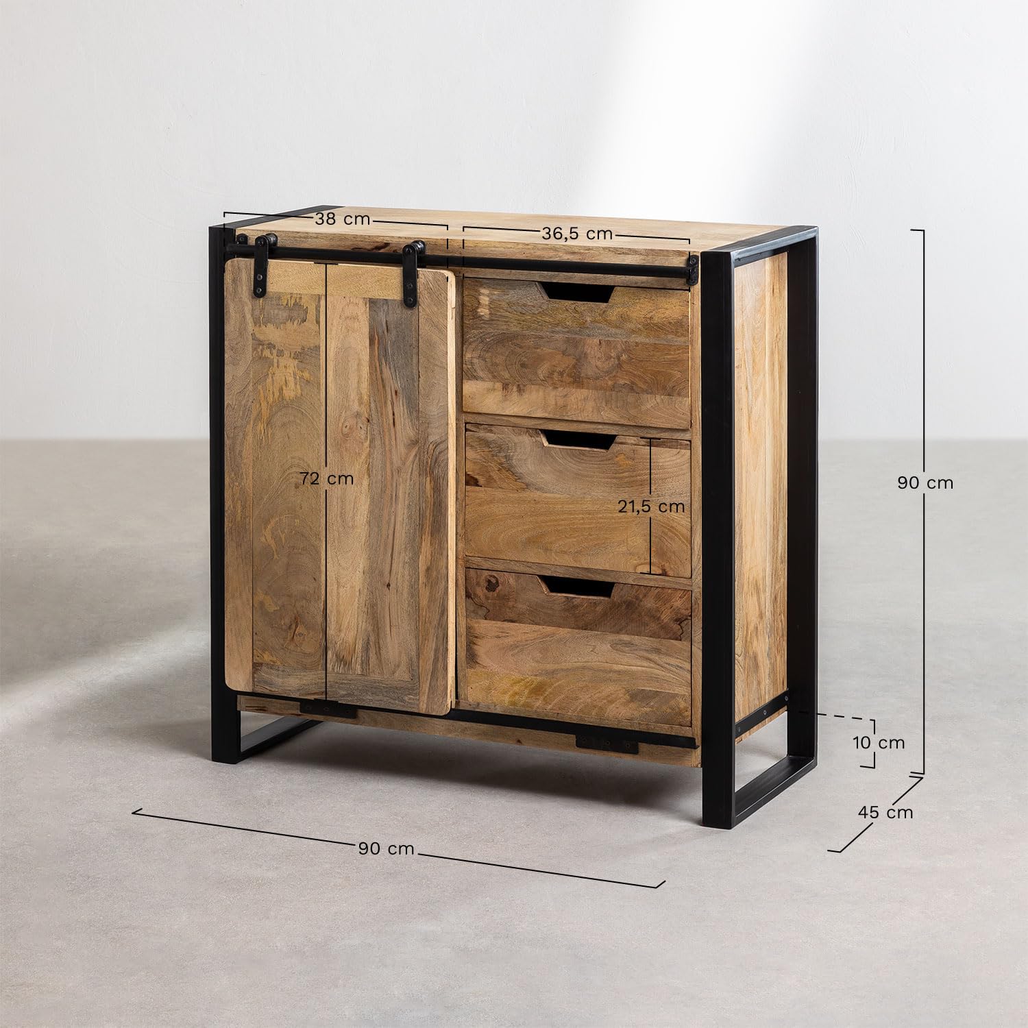 Sklum Kiefer Style credenza legno 90x90 Black Natural