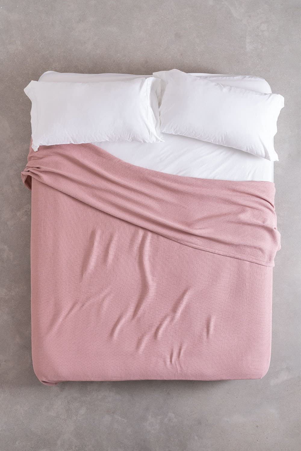 Sklum Bimba Coperta in Cotone Rosa Malva Nido d'Ape