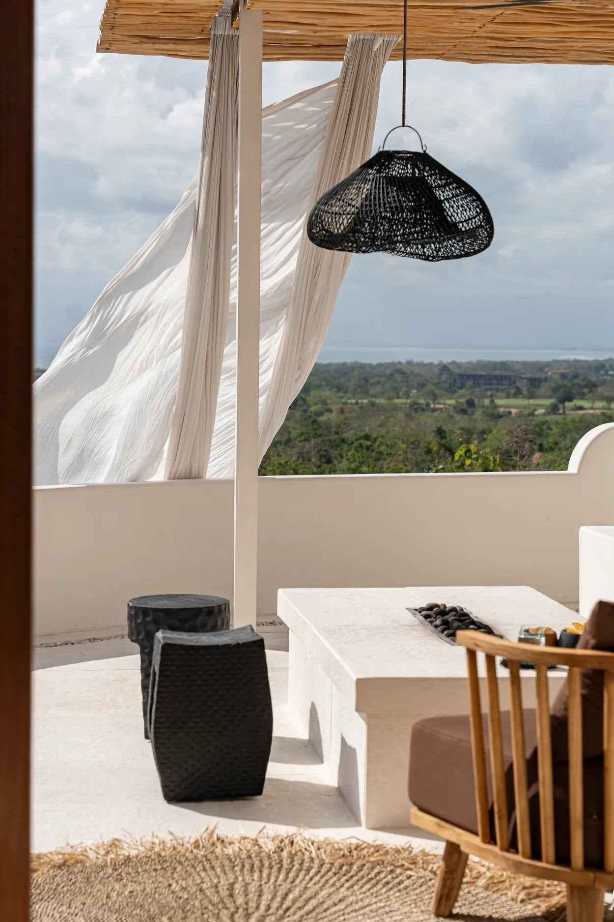 Bambua Cloud lampadario rattan nero M