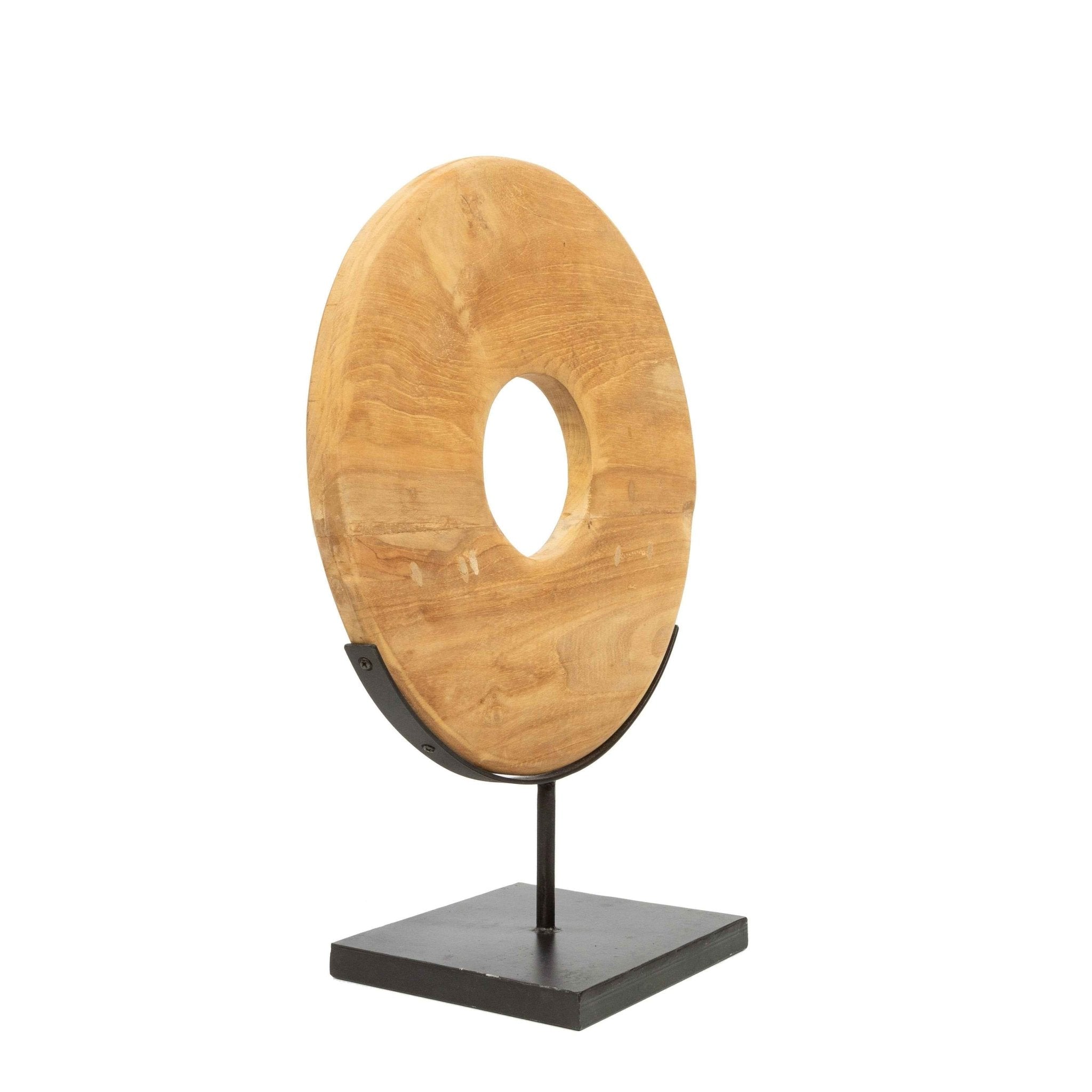 Bambua The Teak Disc on Stand M scultura legno massello