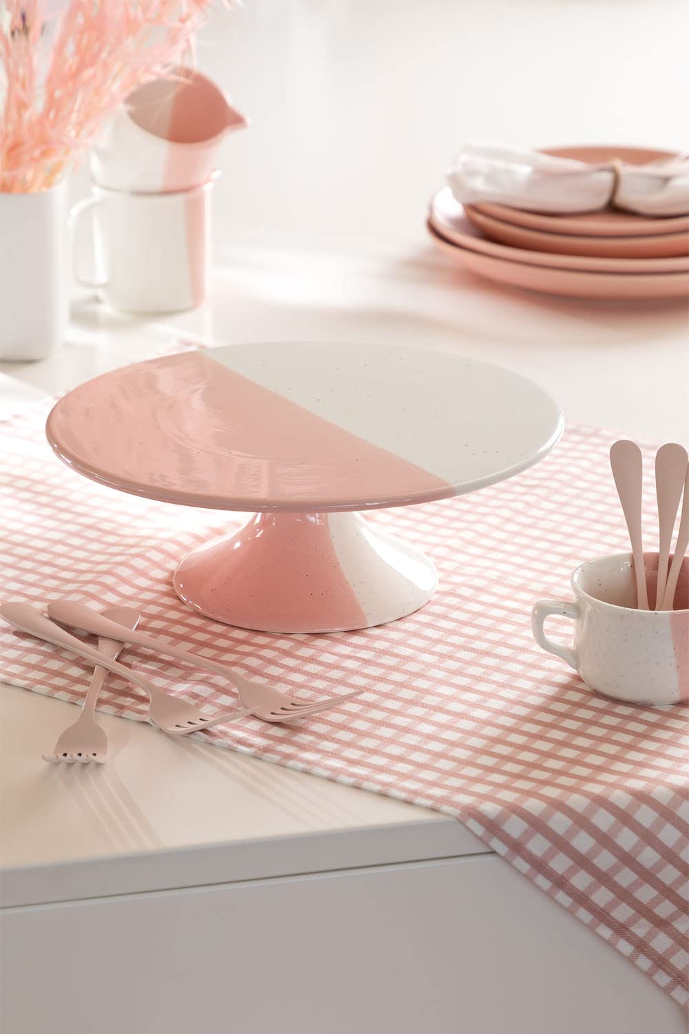 Sklum Tracya alzata torta porcellana rosa Ø26,5 cm