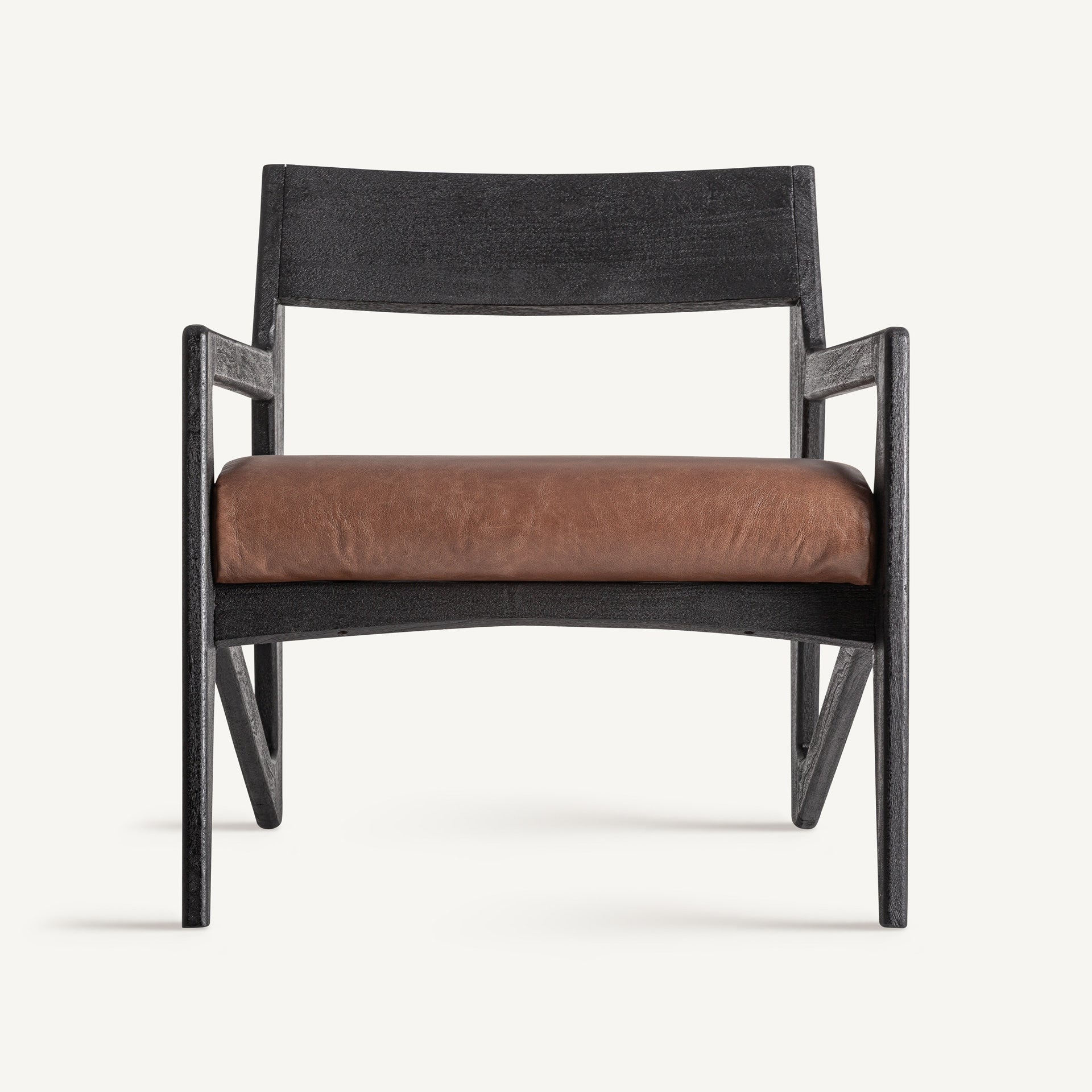 Bambua Beslon poltrona in pelle cognac acacia