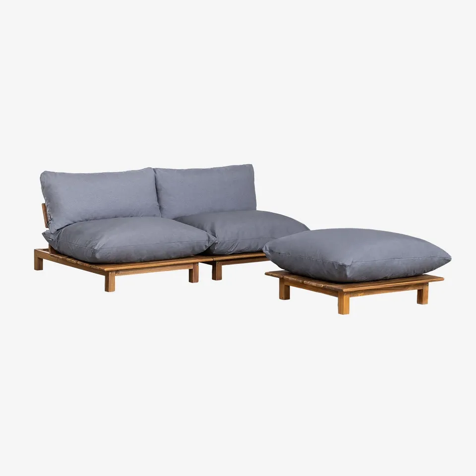 Sklum Brina 2 Pezzi con Pouf Divano in acacia
