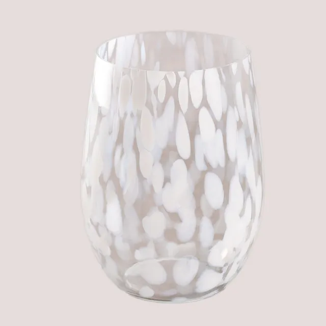 Sklum Sosan vaso vetro 25 cm tocchi bianchi decorativo