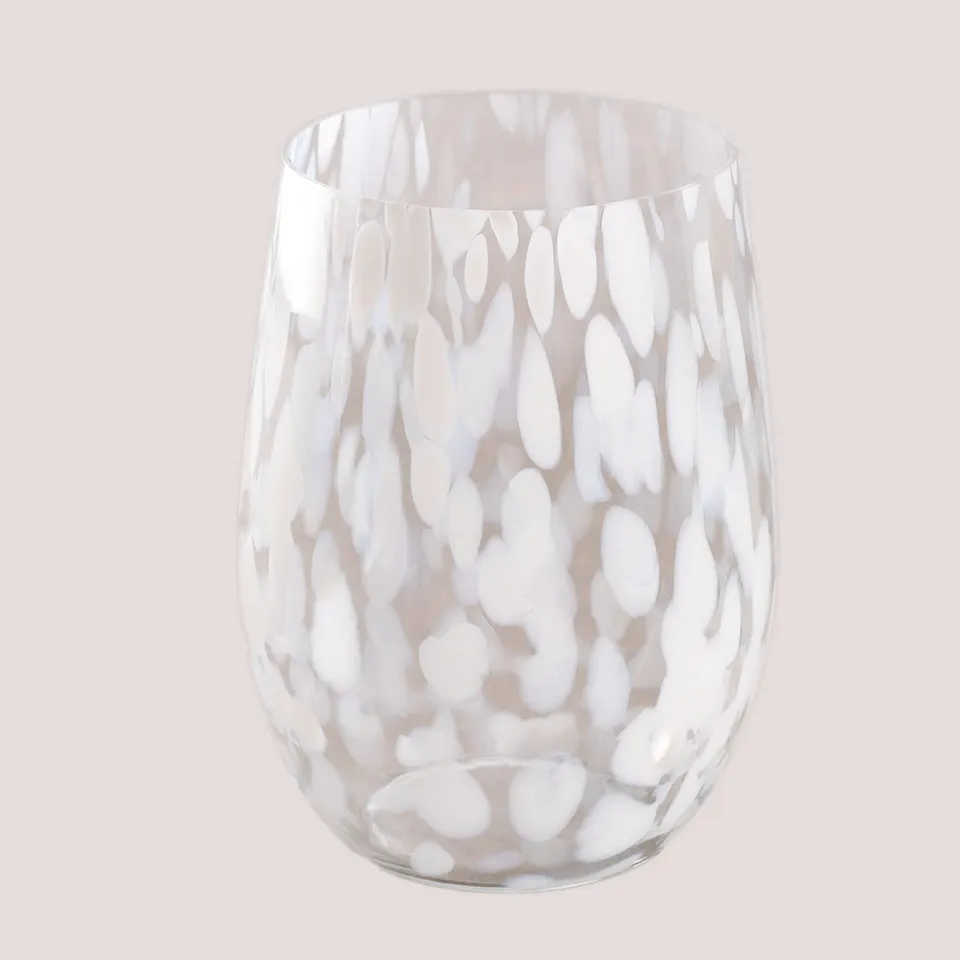 Sklum Sosan vaso vetro 25 cm tocchi bianchi decorativo