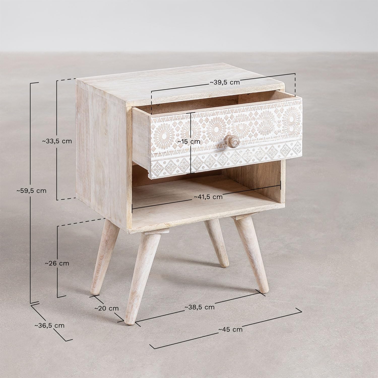 Sklum Ukurla comodino legno mango con cassetto