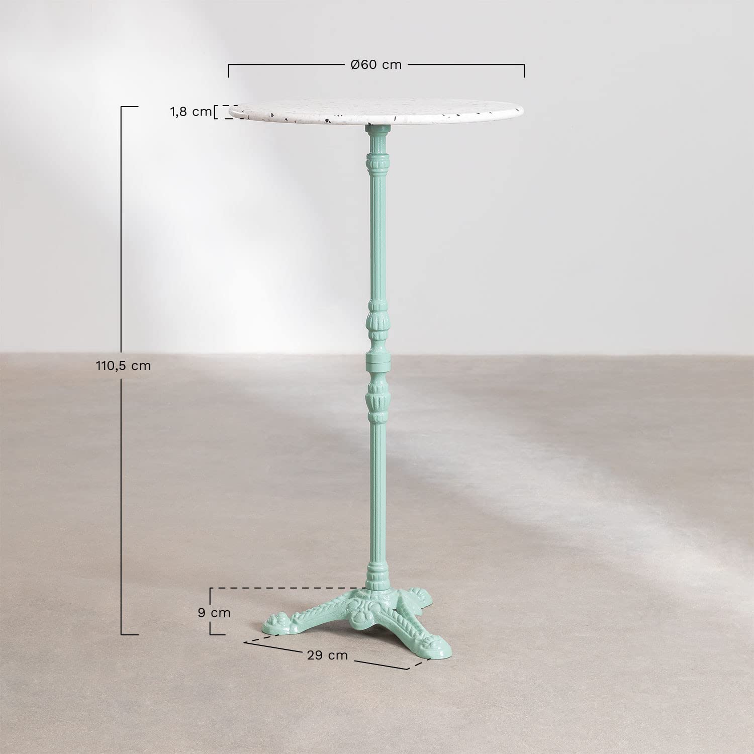 Sklum Volutto tavolo bar alto rotondo Ø60 grigio terrazzo