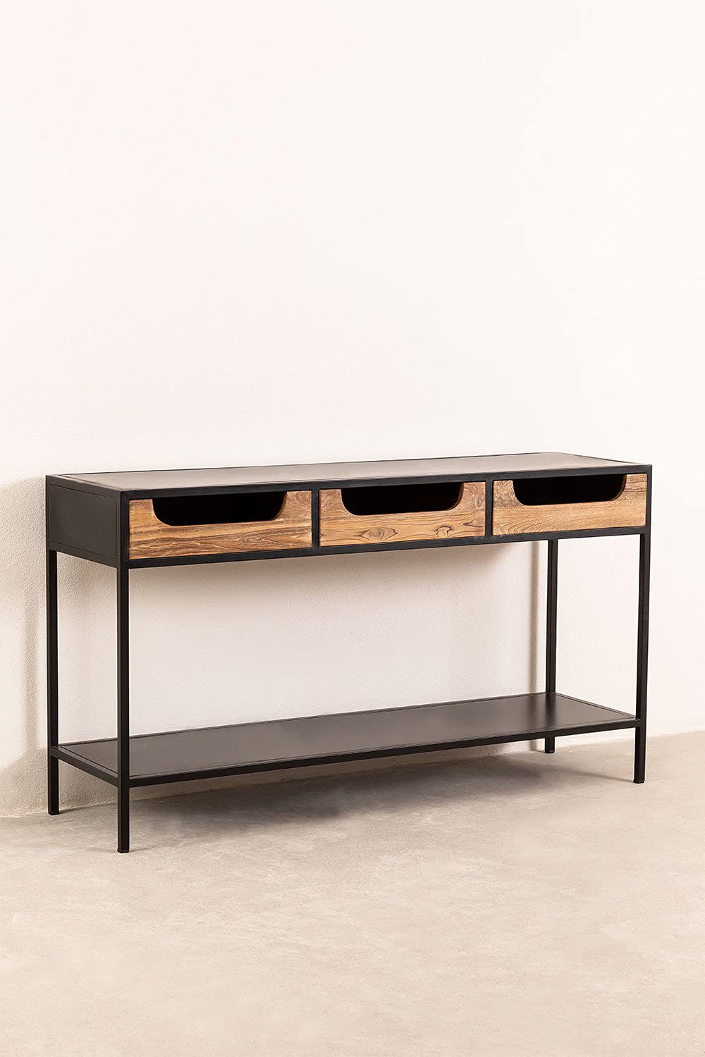 Sklum Emberg consolle legno mango 140 cm nero 3 cassetti