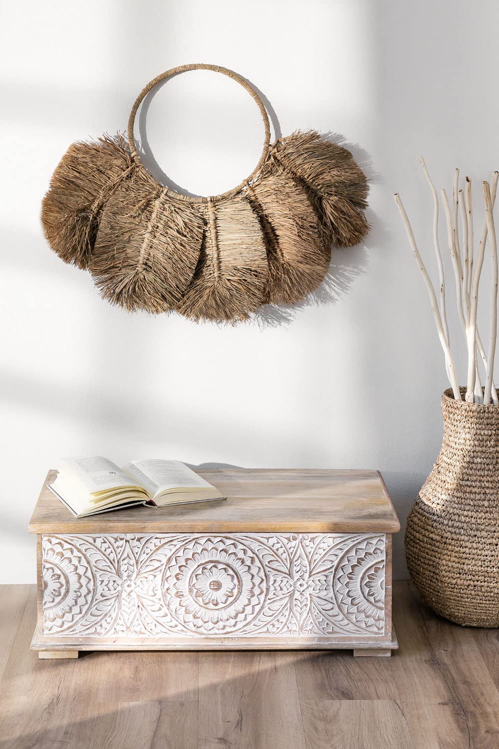 Sklum Gileat baule in legno di mango bianco vintage