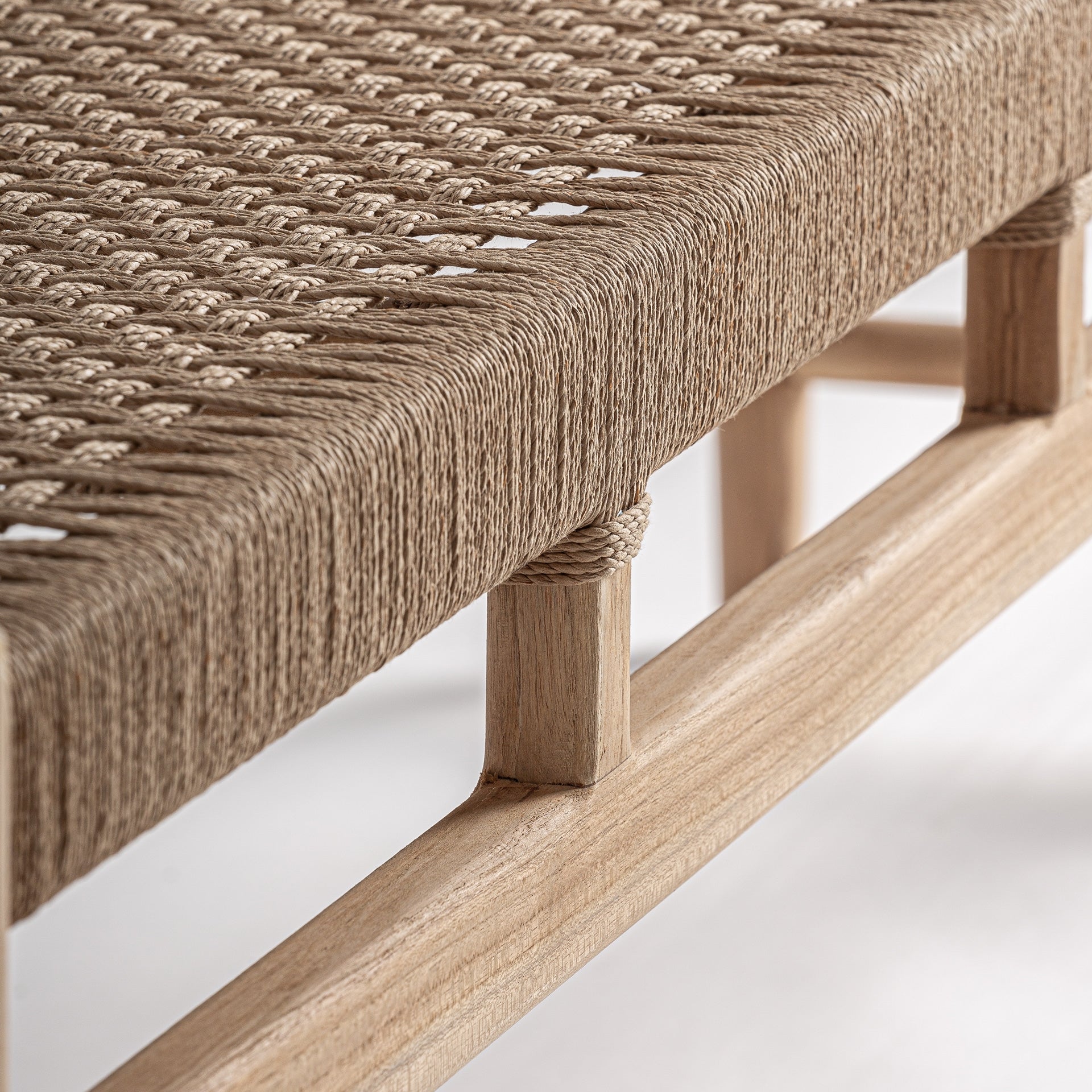 Bambua Caen Bench panca in teak e seagrass