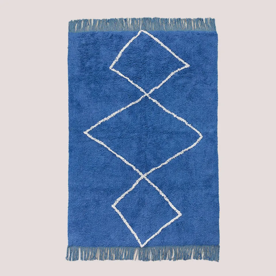 Sklum Vlü tappeto in cotone 204x125 cm blu niagara