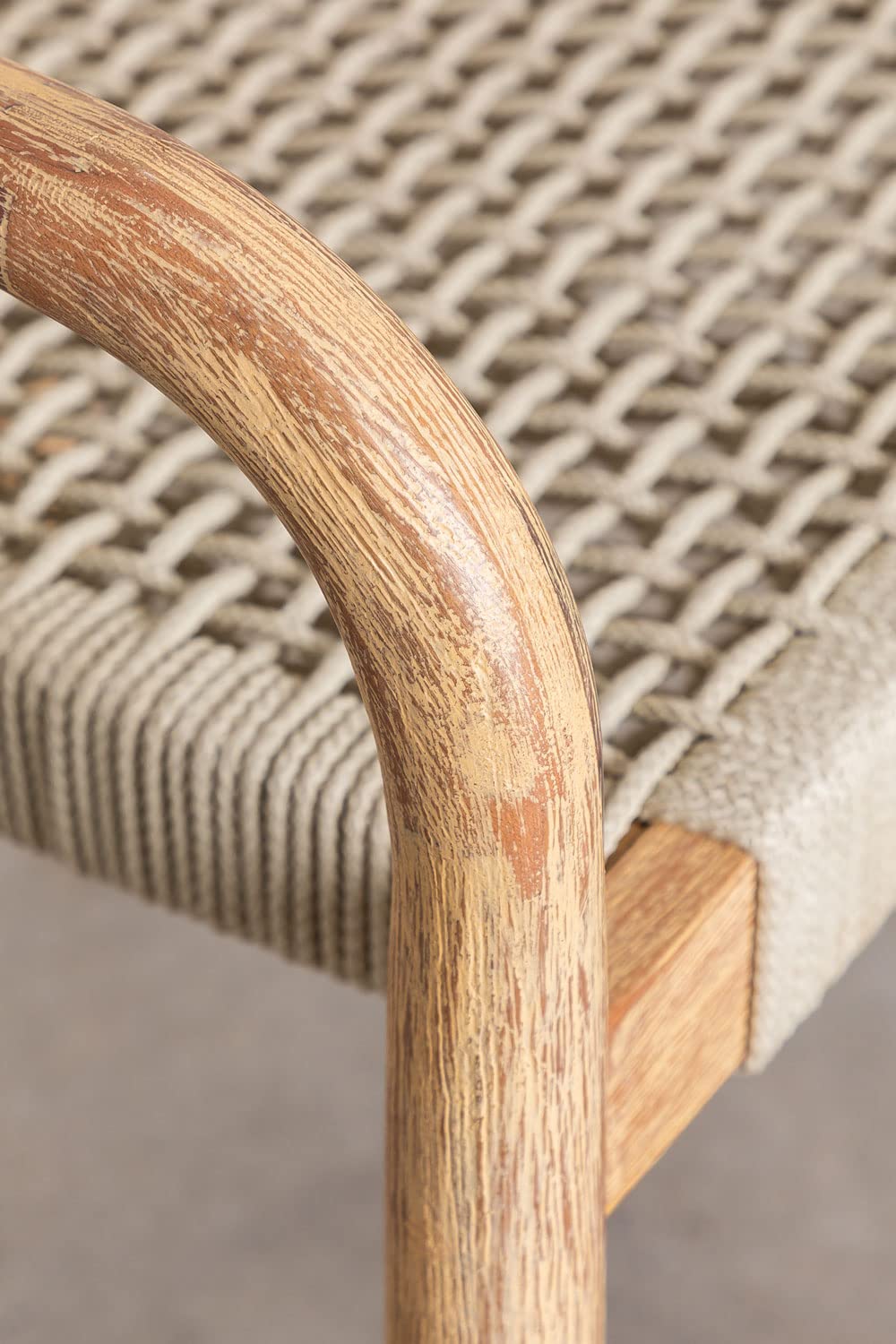 Sklum Naele set 4 sedie giardino legno e corda braccioli