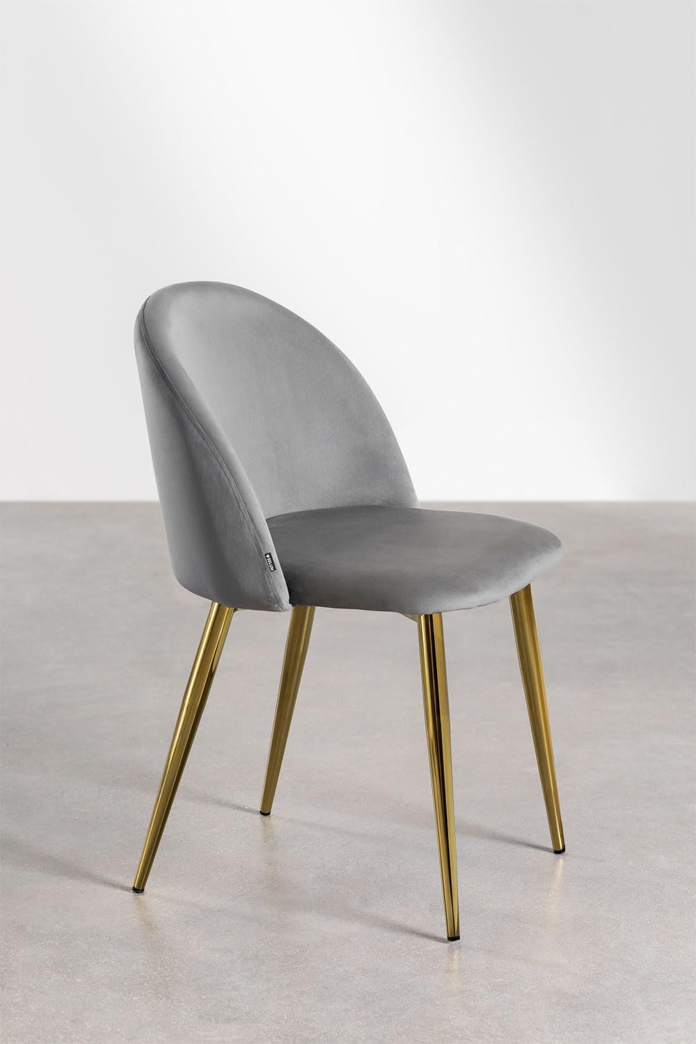 Sklum Kana Sedia in Velluto Grigio Chiaro Gambe Oro