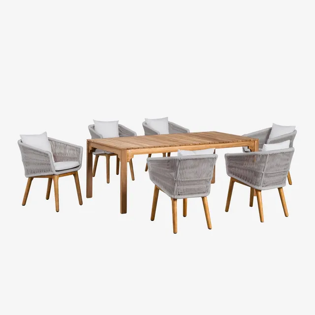 Sklum Donal Barker set tavolo pranzo 200x100 6 sedie teak