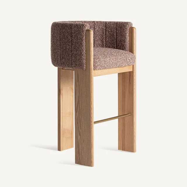 Bambua Sernier sgabello alto rovere bouclé malva