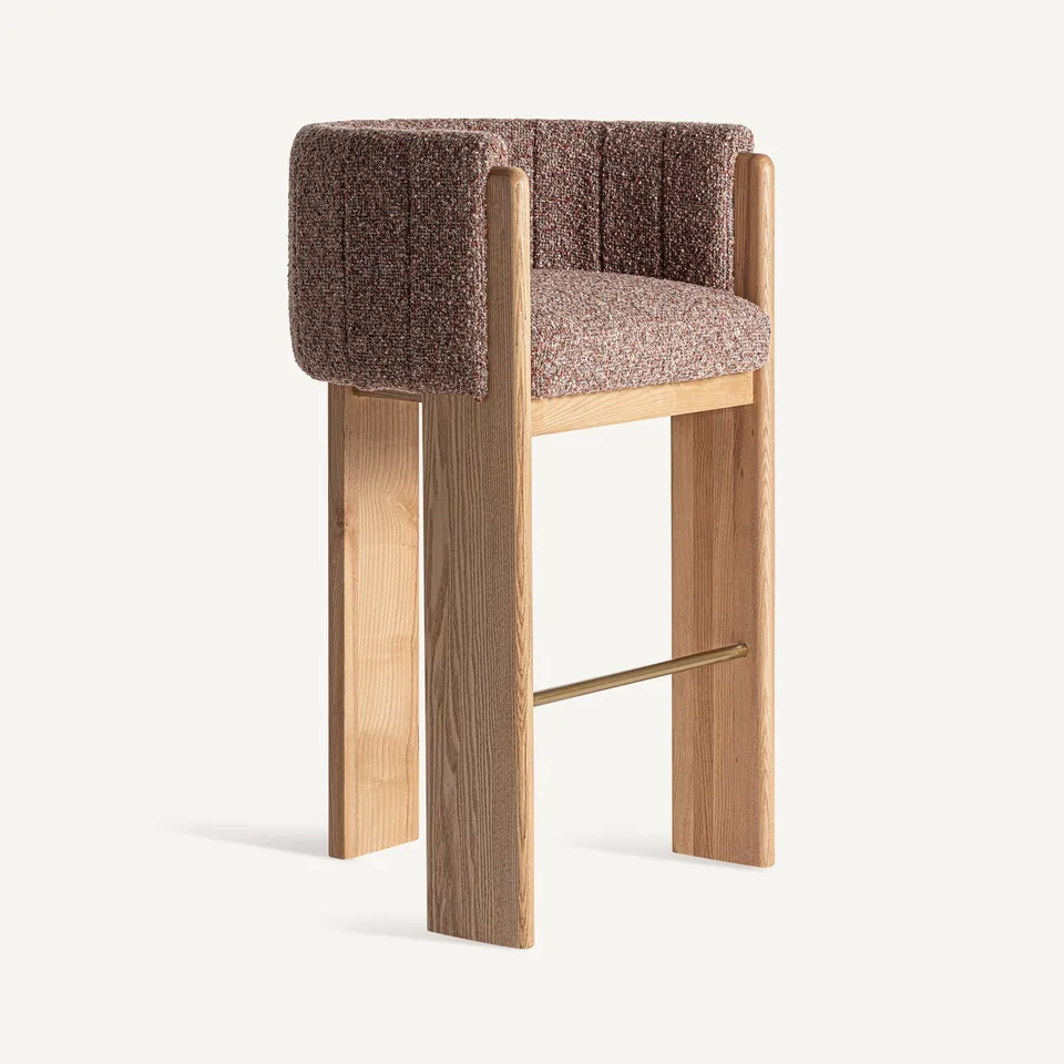 Bambua Sernier sgabello alto rovere bouclé malva