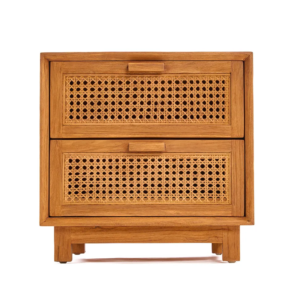 Bambua Harmony comodino naturale teak e rattan
