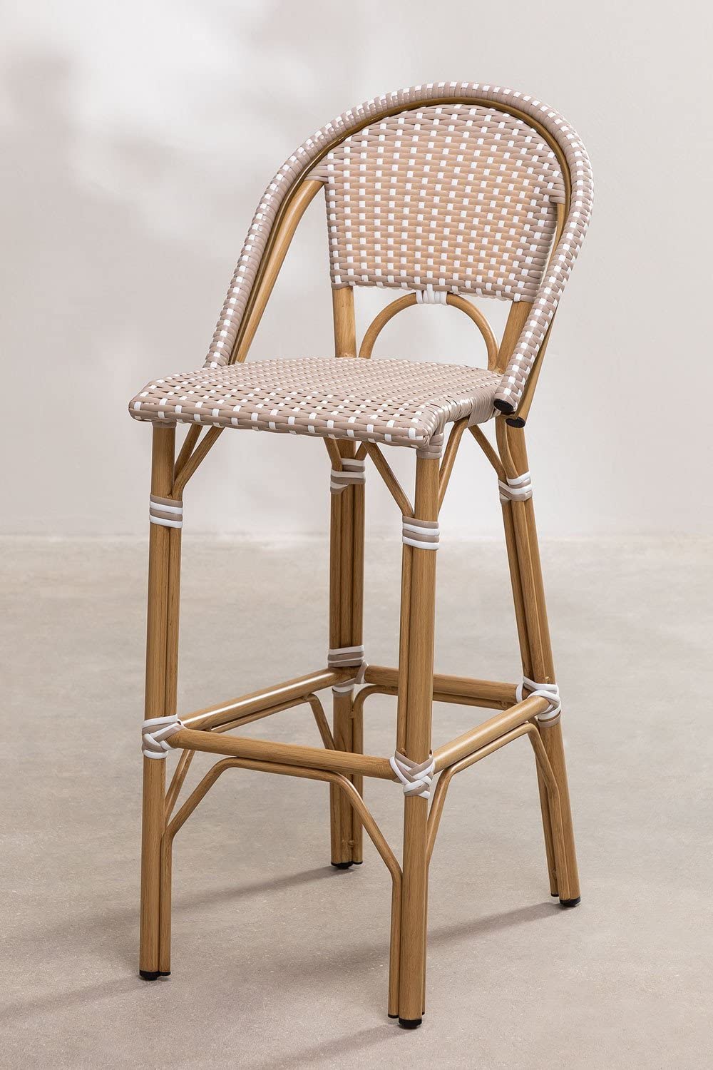 Sklum Alisa Bistro sgabello alto giardino grigio talpa rattan