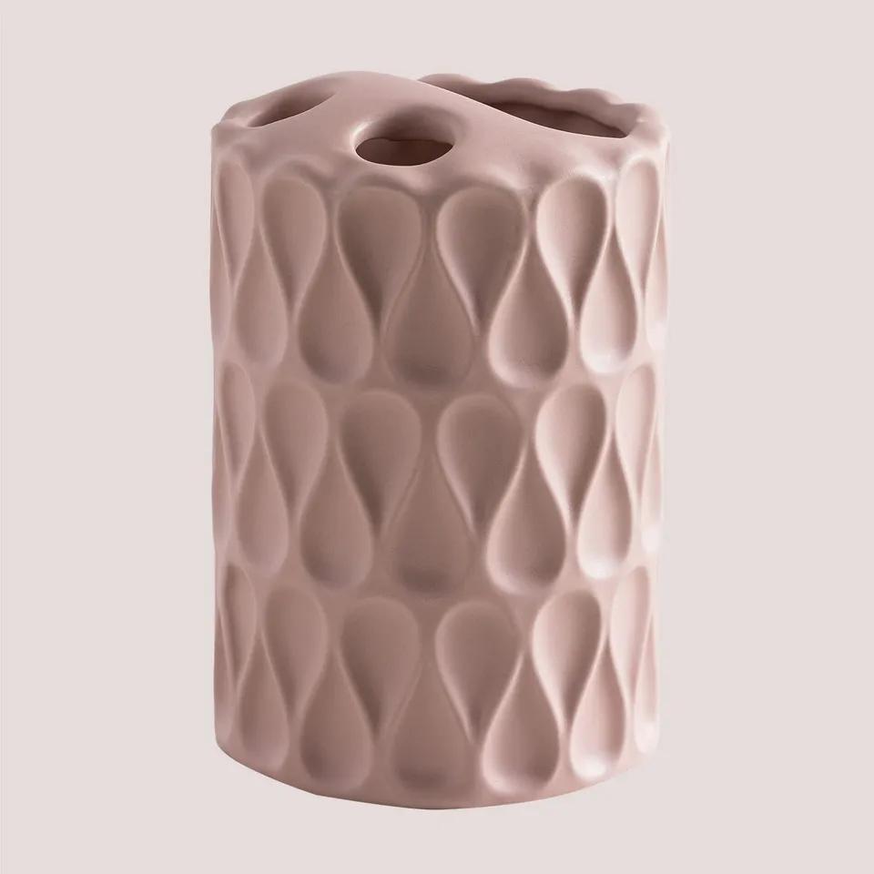 Sklum Marvin portaspazzolini ceramica rosa nocciola vintage