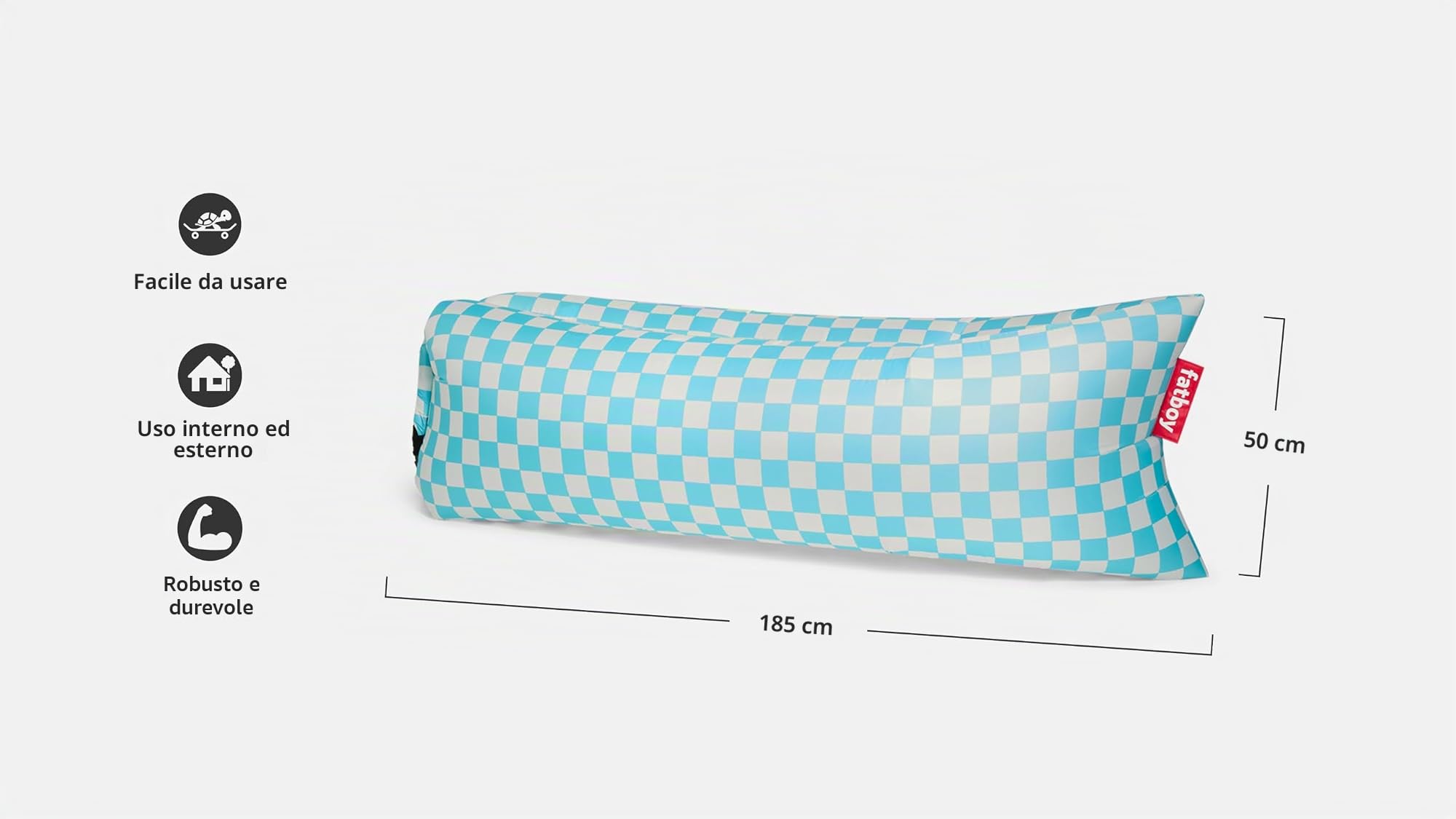 Fatboy Lamzac 3.0 divano gonfiabile azzurro scacchi senza pompa