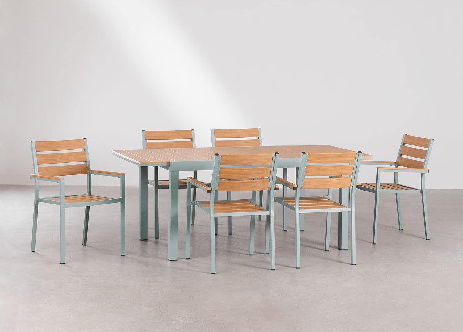 Sklum Saura 150-197 set tavolo e 6 sedie giardino alluminio