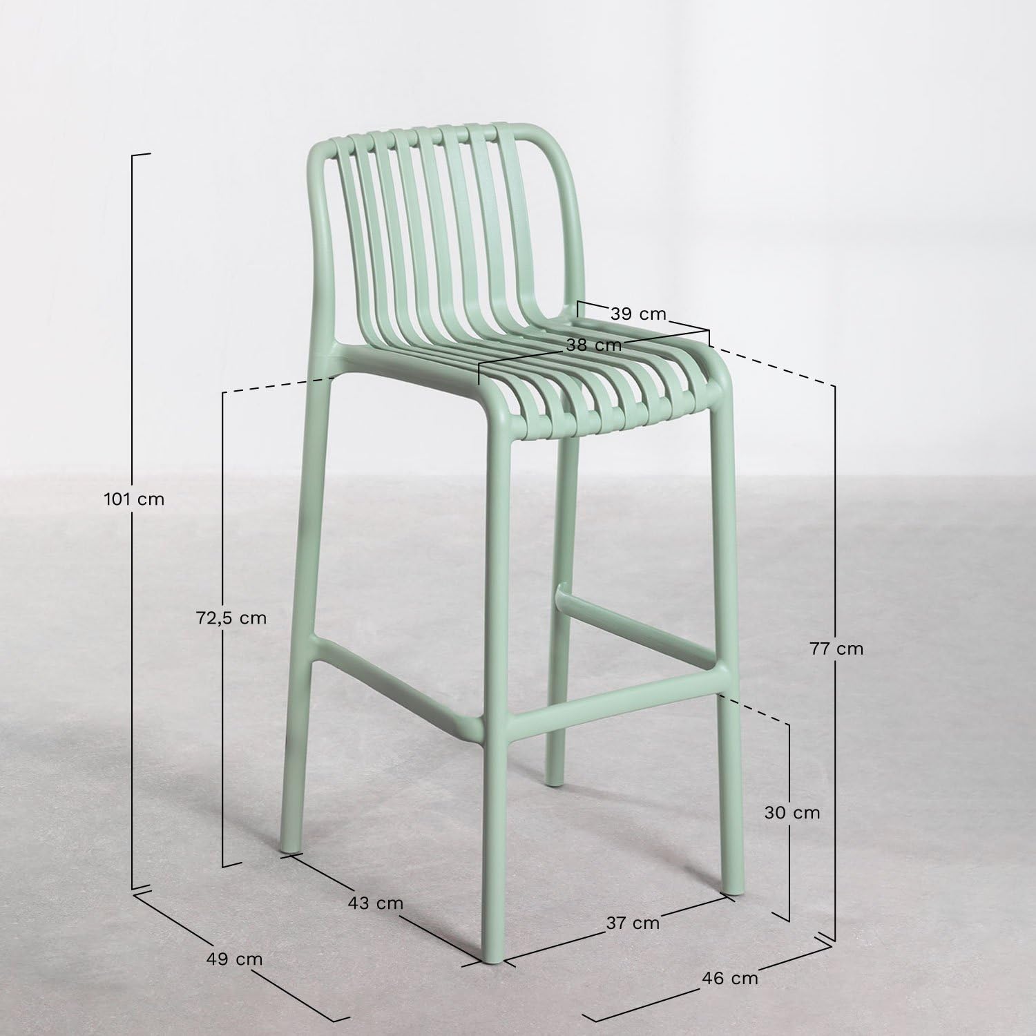 Sklum Wendell sgabello alto giardino grigio antracite 77 cm