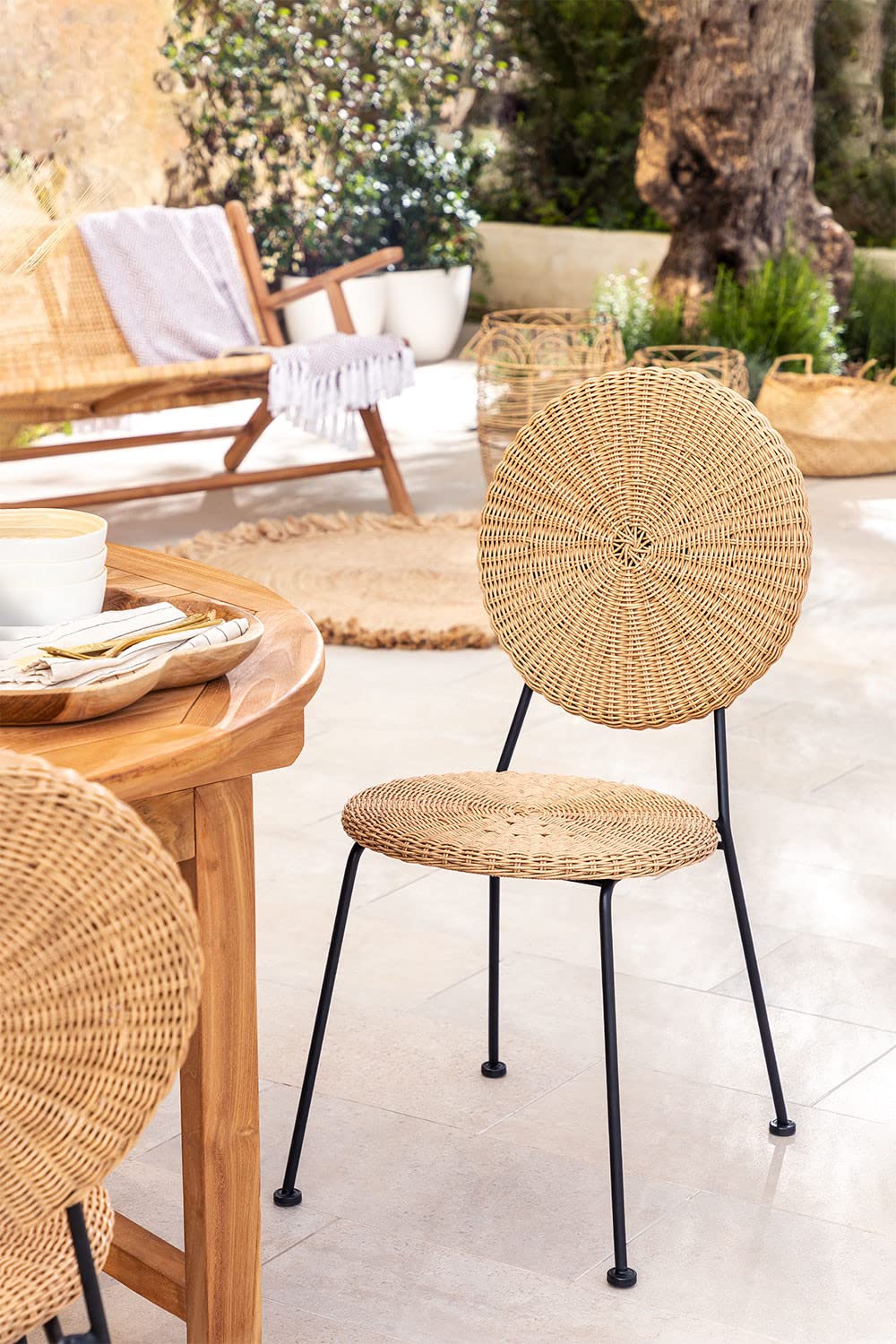 Sklum Venno Sedia da Giardino Natural in Vimini Sintetico