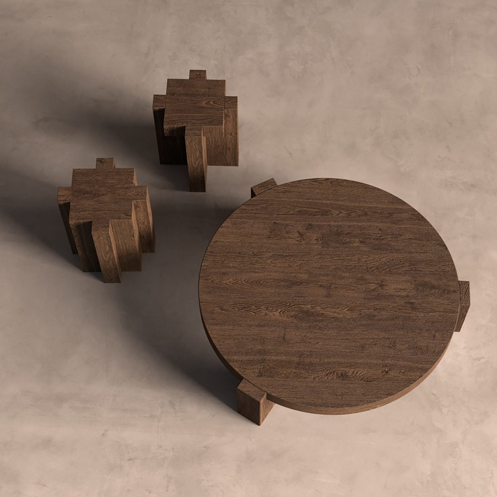 Bambua Brutalist Tavolino in Legno Sal