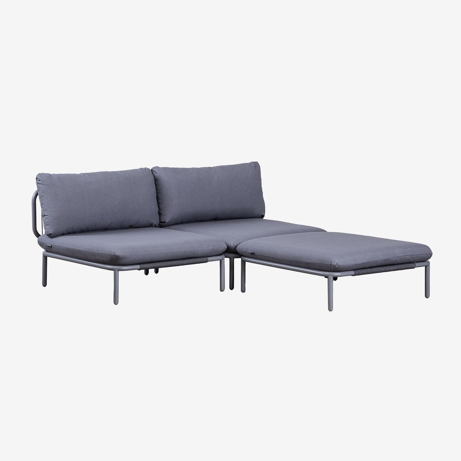 Sklum Roubly Style divano giardino modulare 2 pezzi+pouf antracite