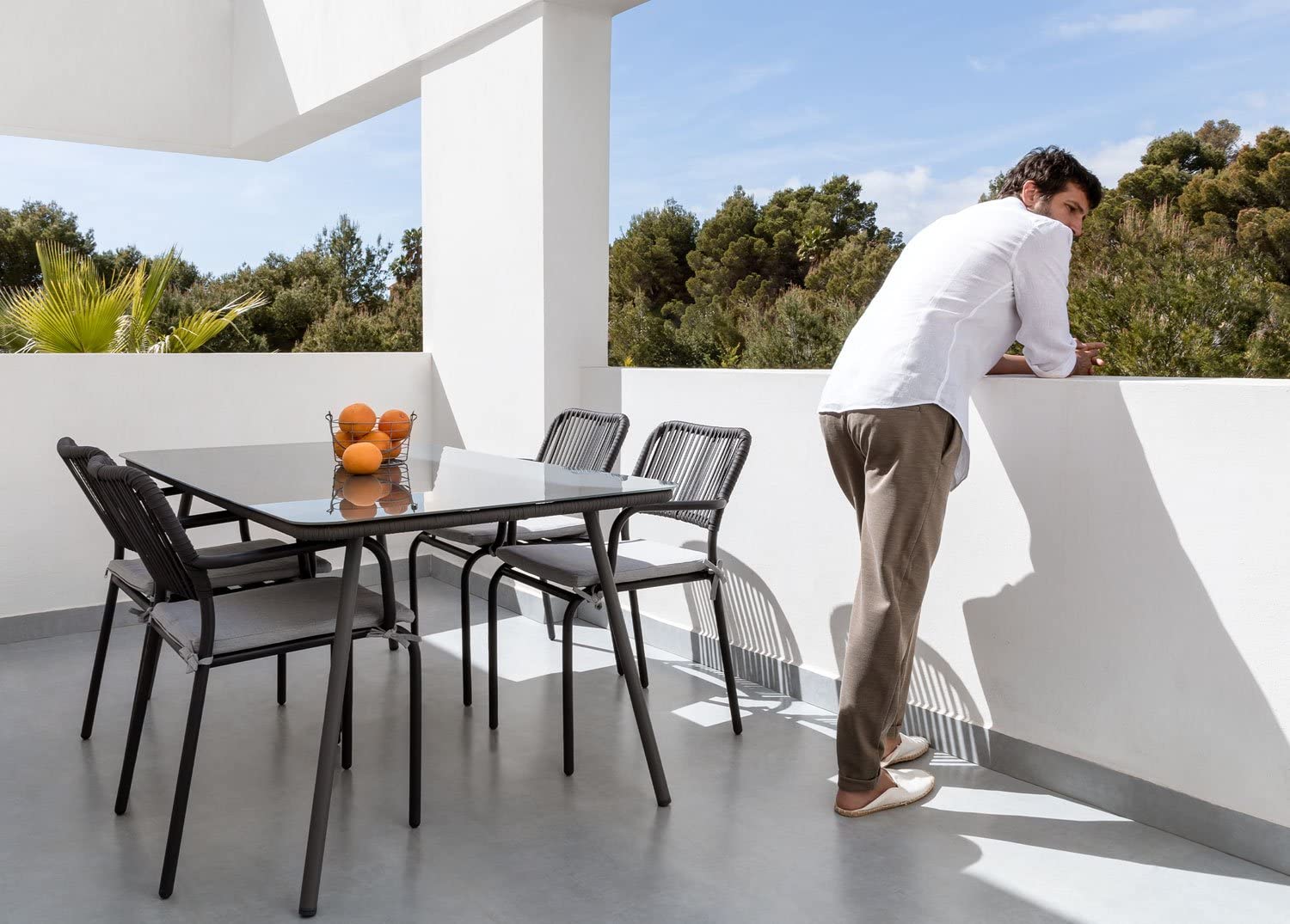 Sklum Arhiza Style set giardino 5 pezzi grigio scuro vetro