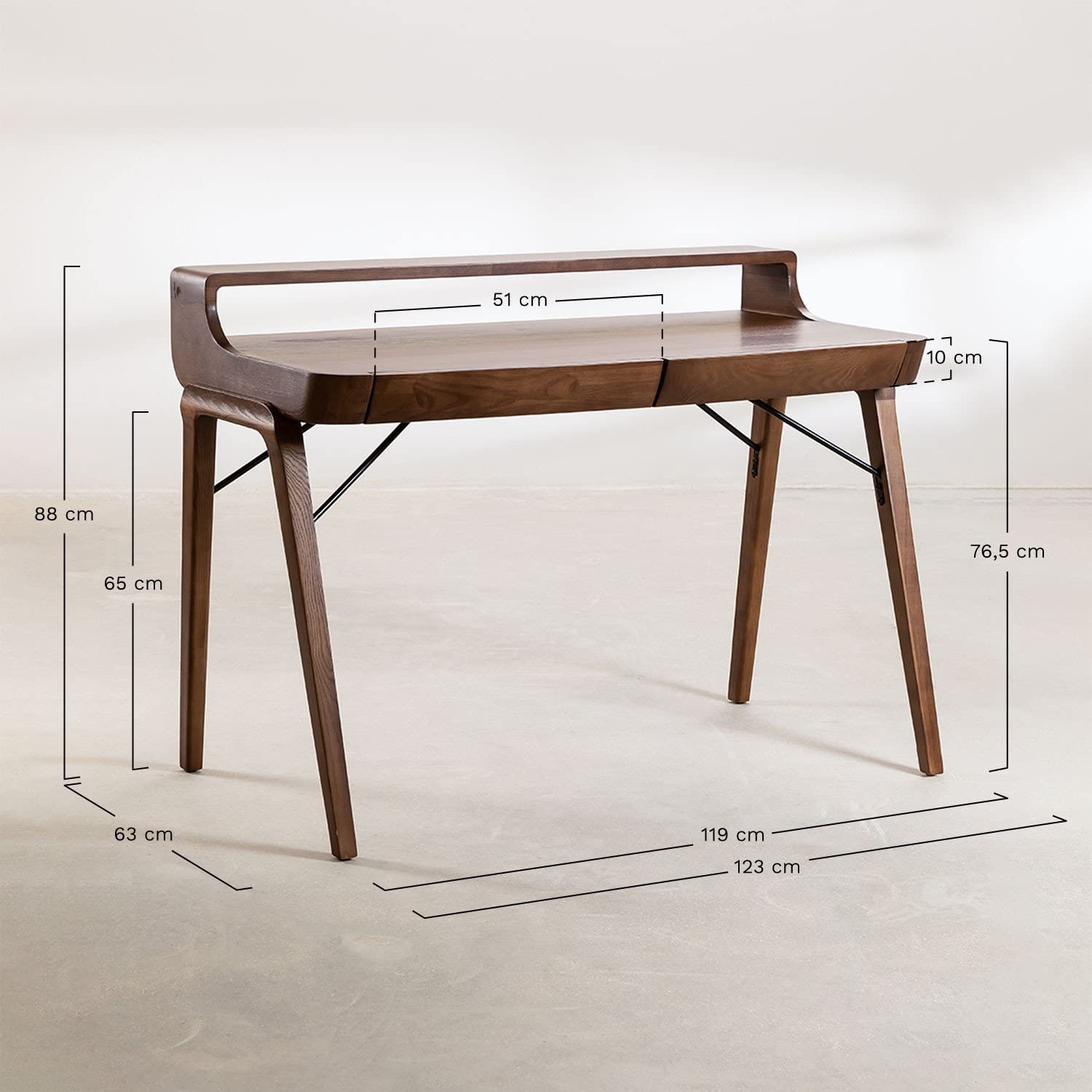Sklum Alvar scrivania legno scuro cassetti 123 cm