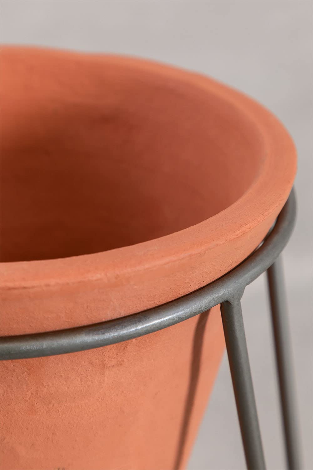 Sklum Jahr Vaso in Ceramica 40 cm con Base Acciaio