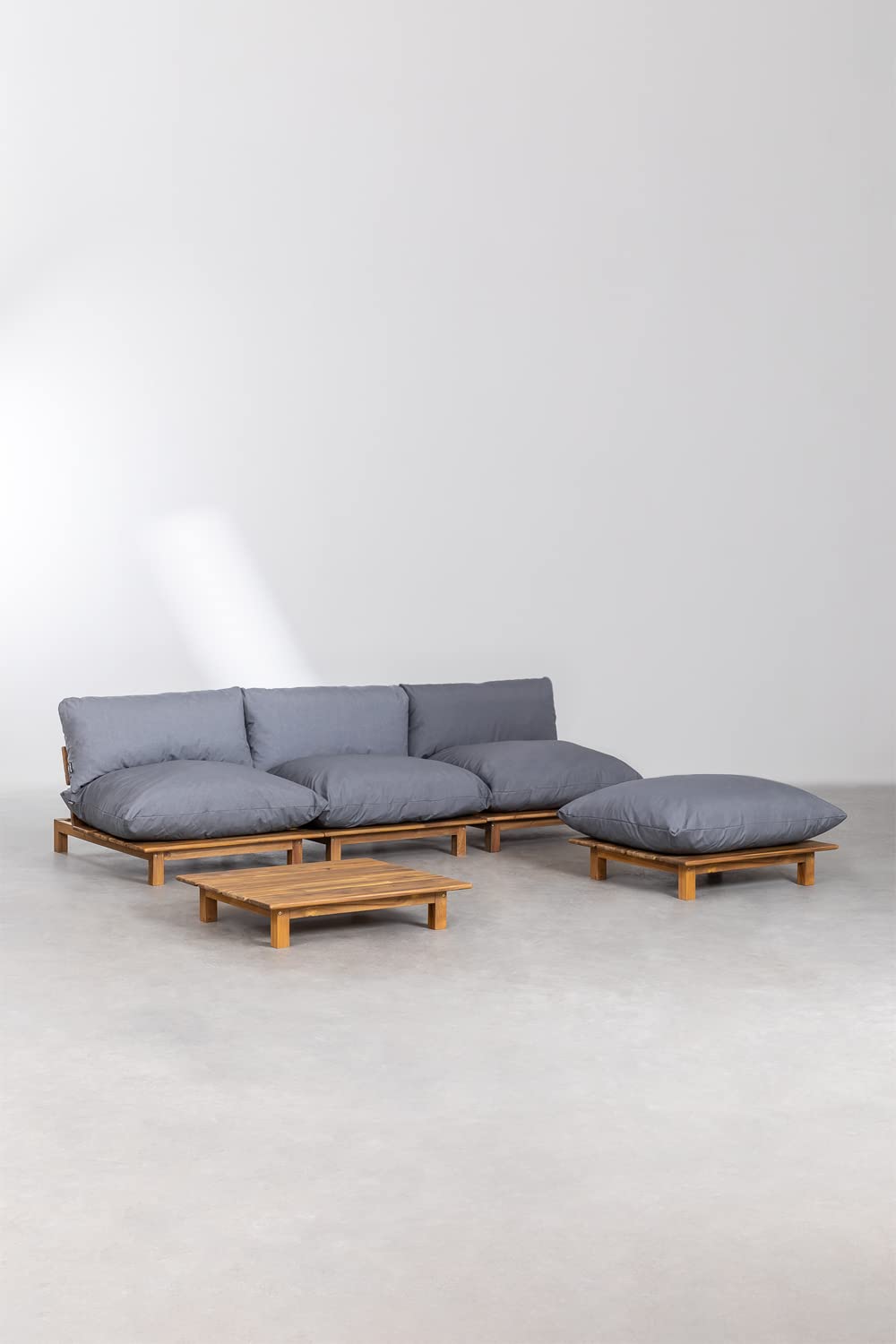 Sklum Brina set giardino modulare reclinabile 3 pezzi acacia