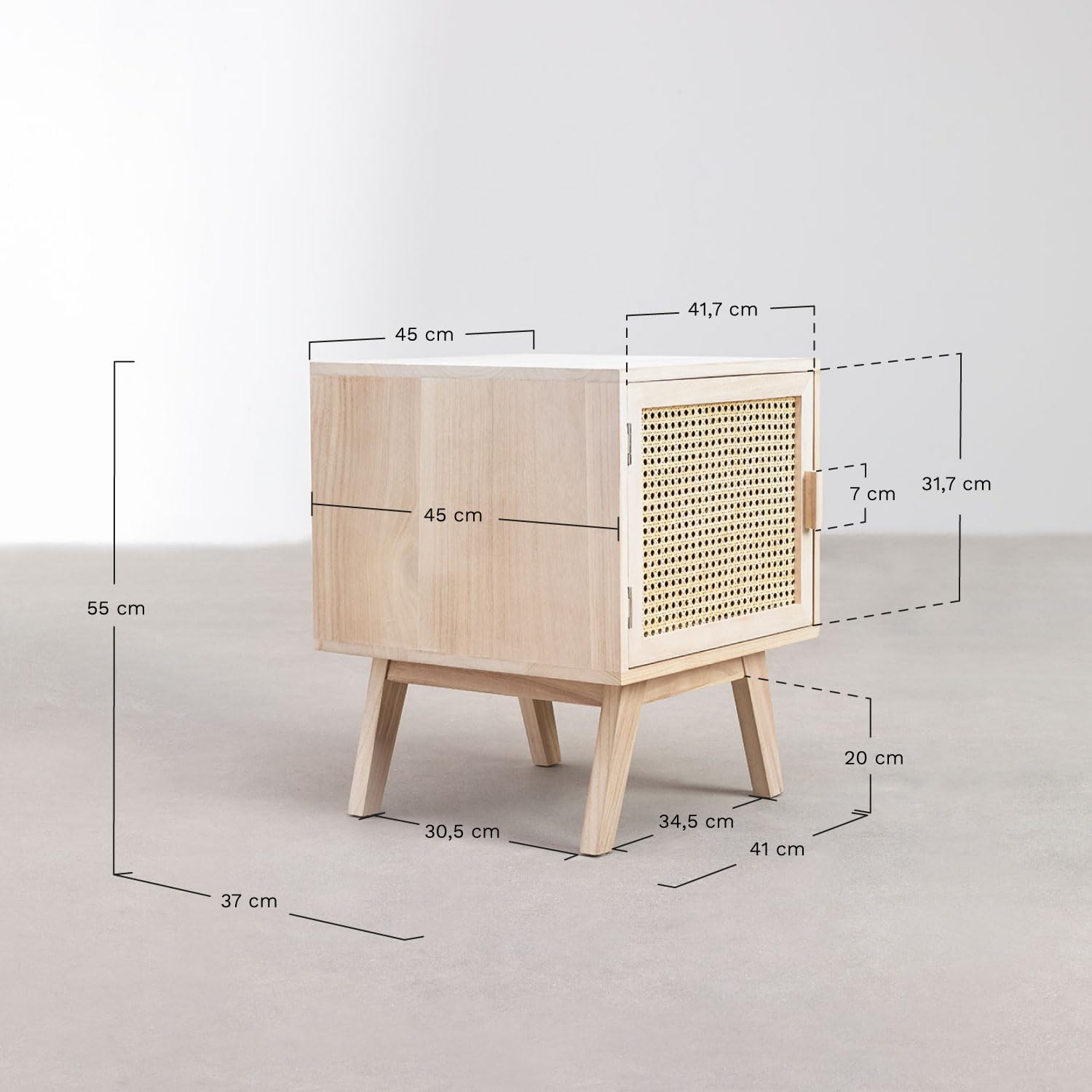 Sklum Ralik Design comodino legno naturale rattan