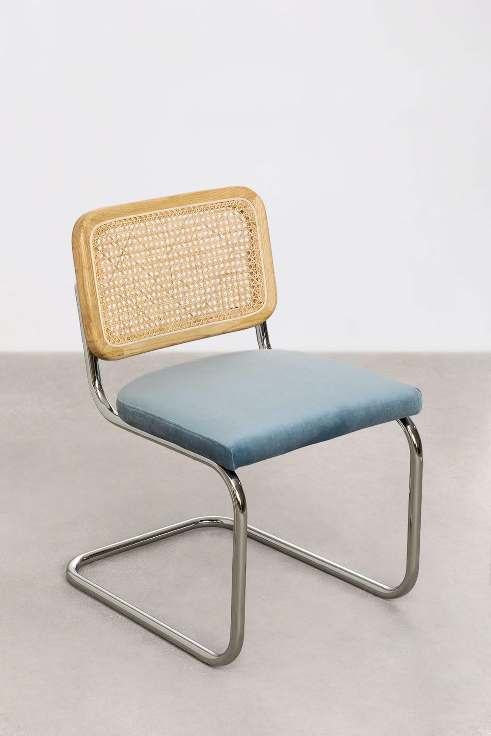 Sklum Tento sedia pranzo velluto vintage blu niagara