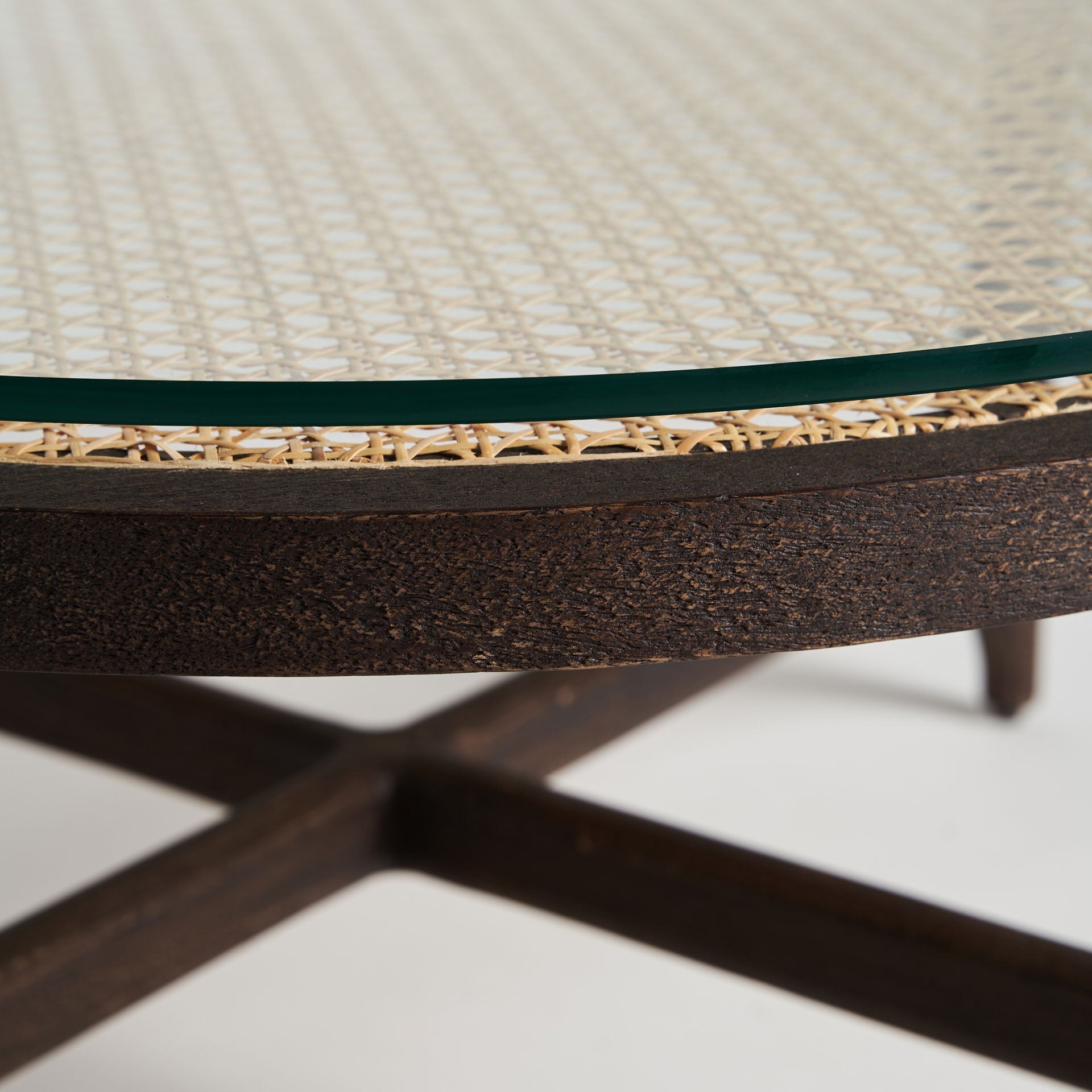 Bambua Nossen tavolino rotondo legno mango vetro rattan