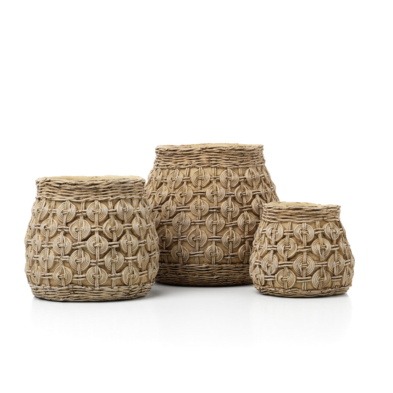 Bambua The Knot vaso XL in cemento motivo intrecciato