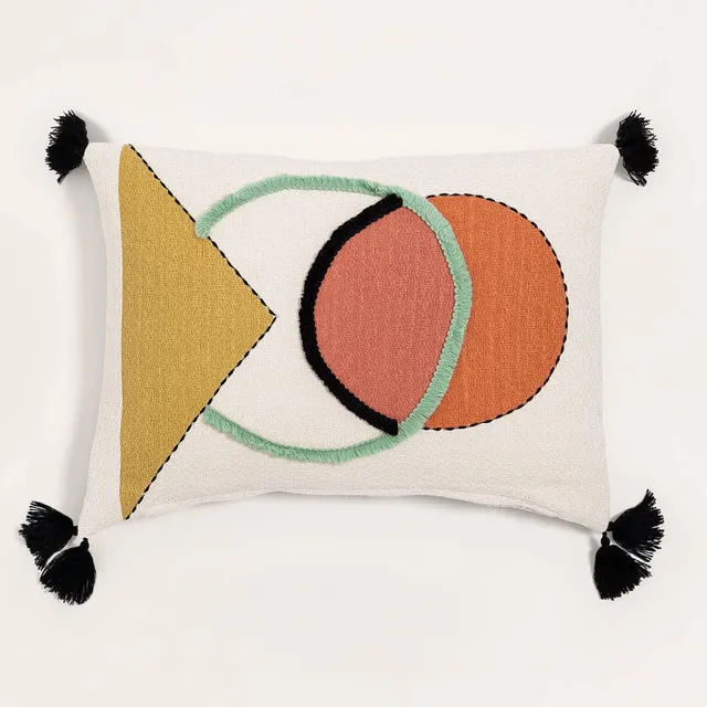 Sklum Dinski cuscino cotone ricamo multicolore 30x45