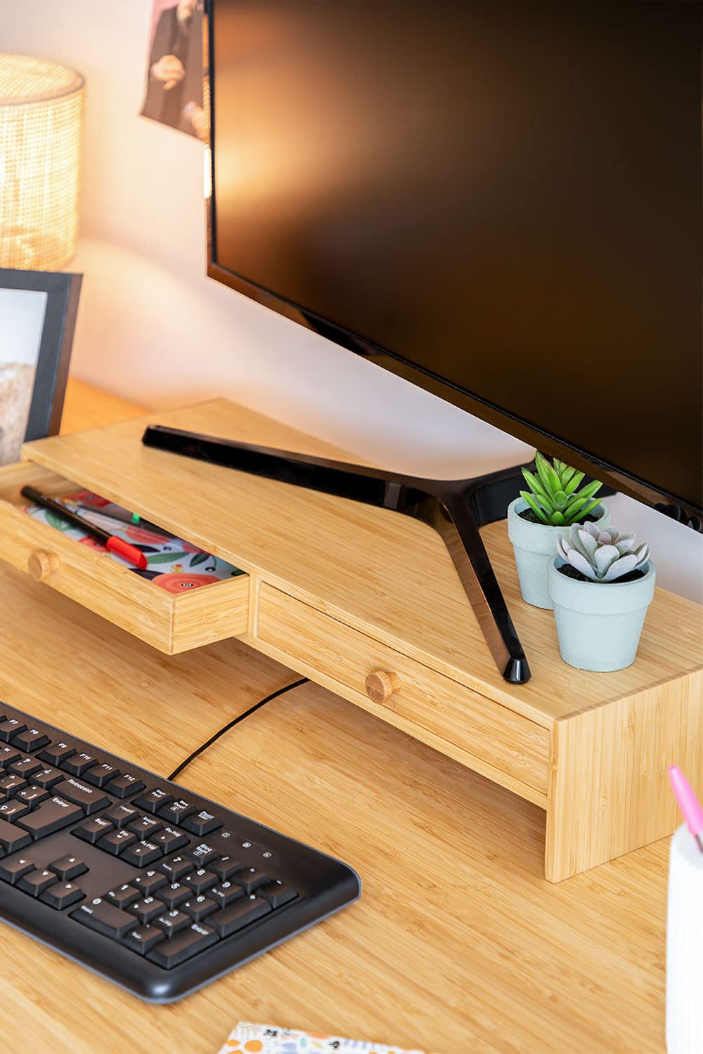 Sklum Greg supporto monitor in bambù natural 56 cm