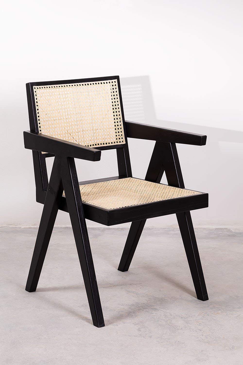 Sklum Lali Rattan sedia con braccioli nero