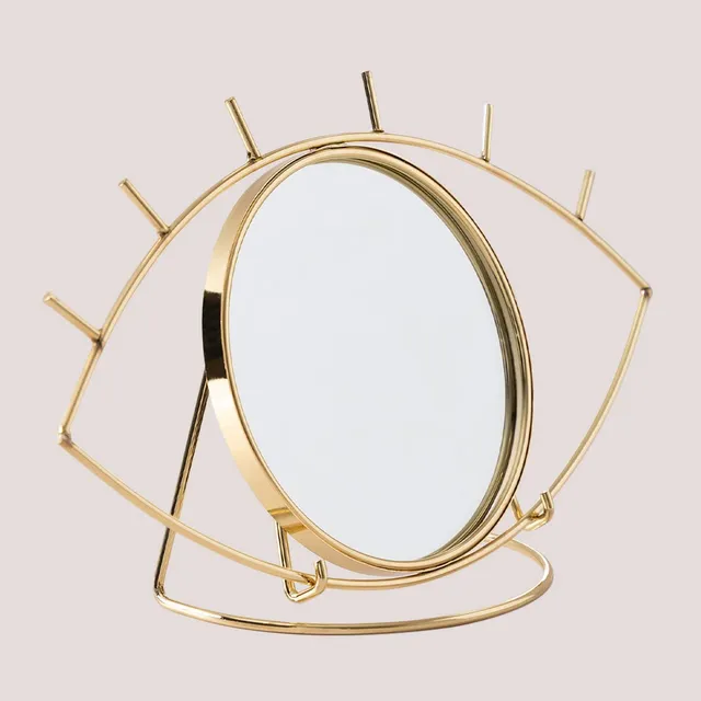 Sklum Lubin specchio da tavolo metallo dorato 30 cm rotondo