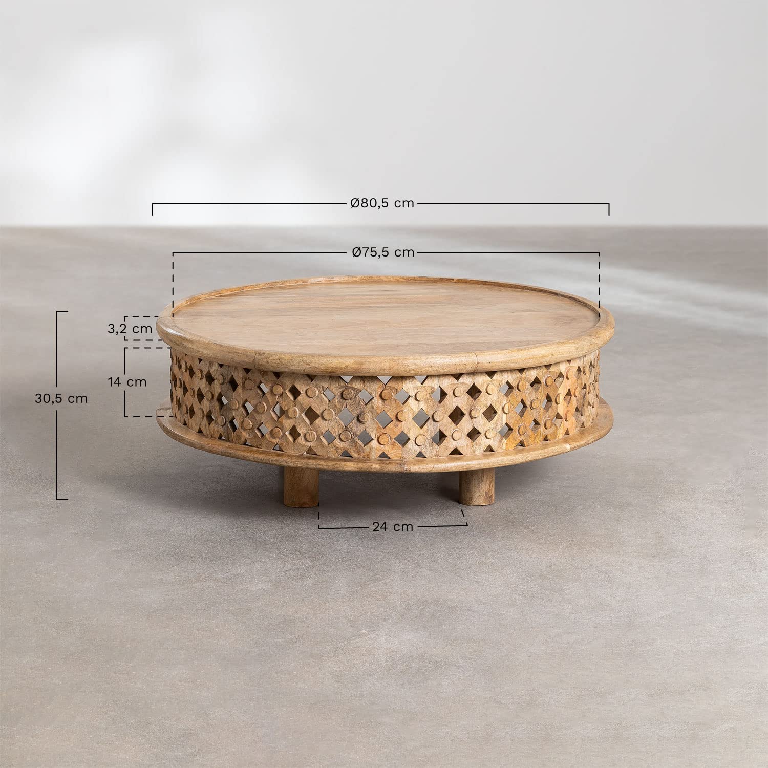 Sklum Riad tavolino caffè legno mango Ø80 boho