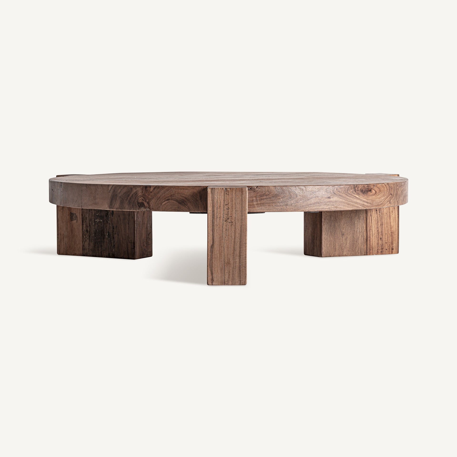 Bambua Brutalist tavolino caffè tondo in legno sal
