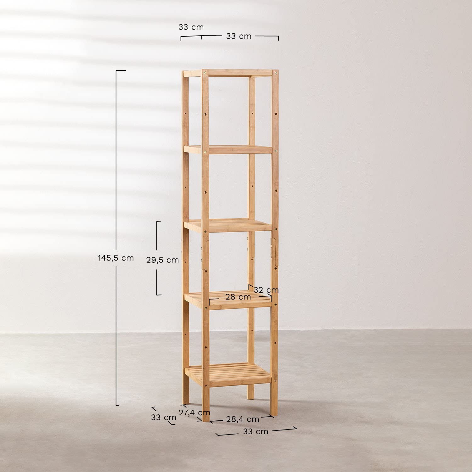 Sklum Zarak scaffale bambù bianco legno 145,5 cm