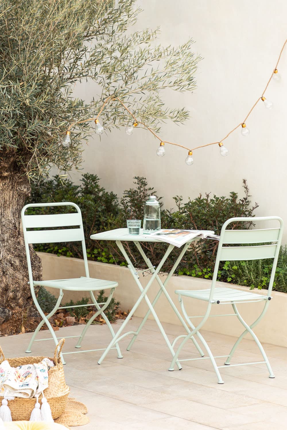 Sklum Janti Set Esterno Tavolo 60x60 e 2 Sedie Pieghevoli